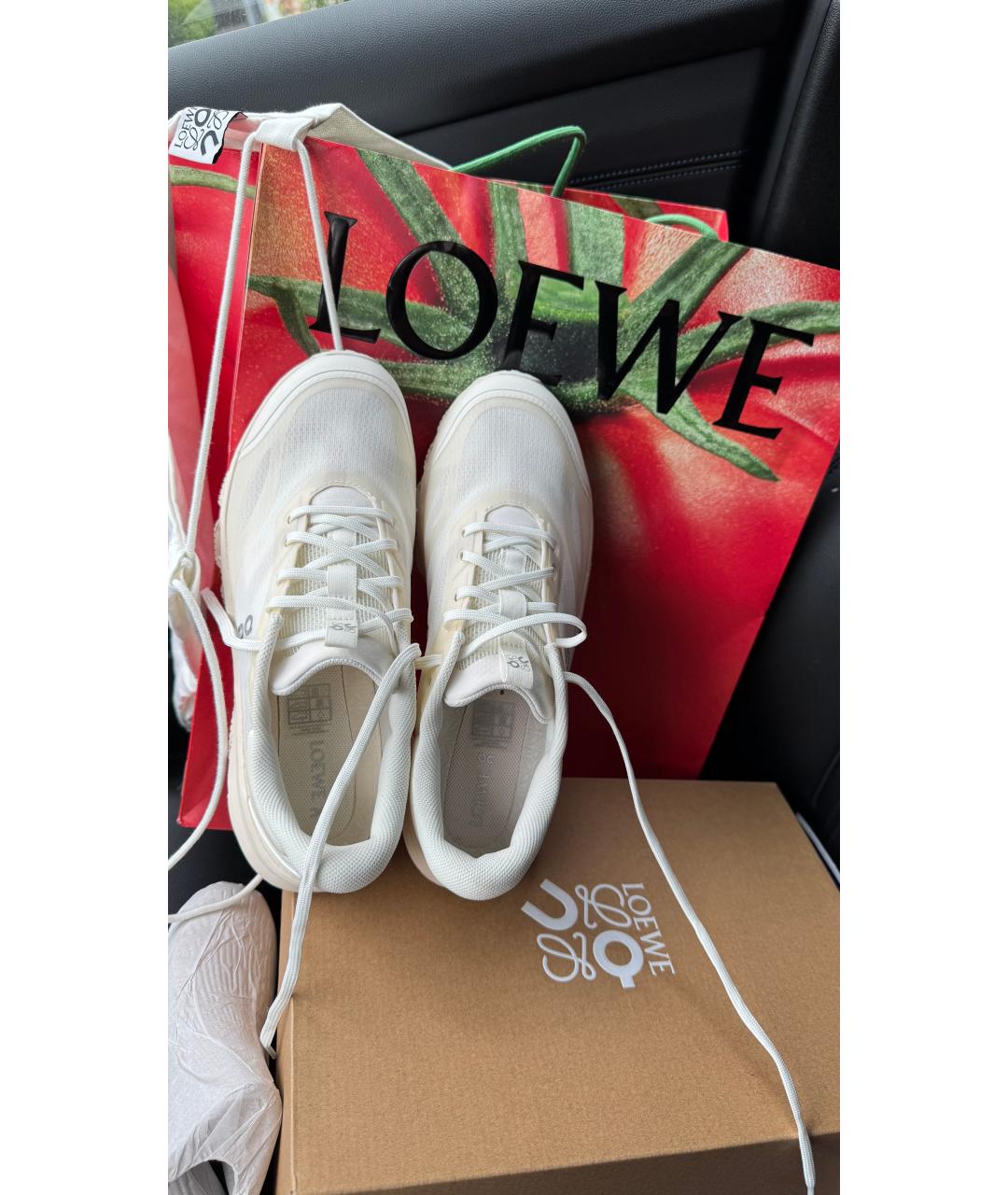 LOEWE Белые текстильные кроссовки, фото 2