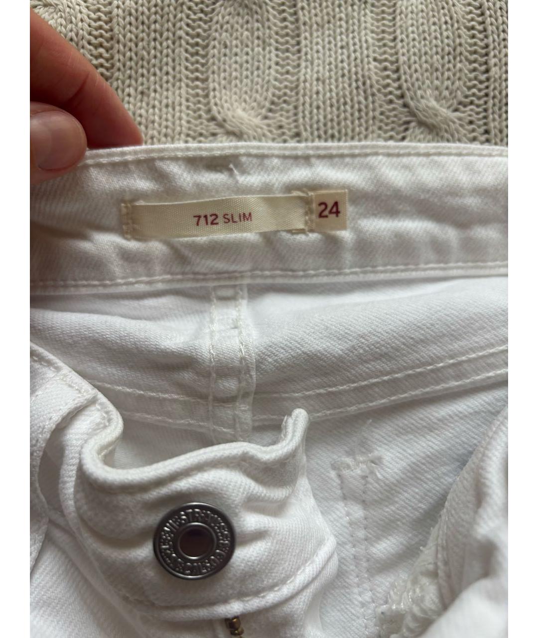 LEVI'S Белые хлопко-эластановые джинсы слим, фото 3