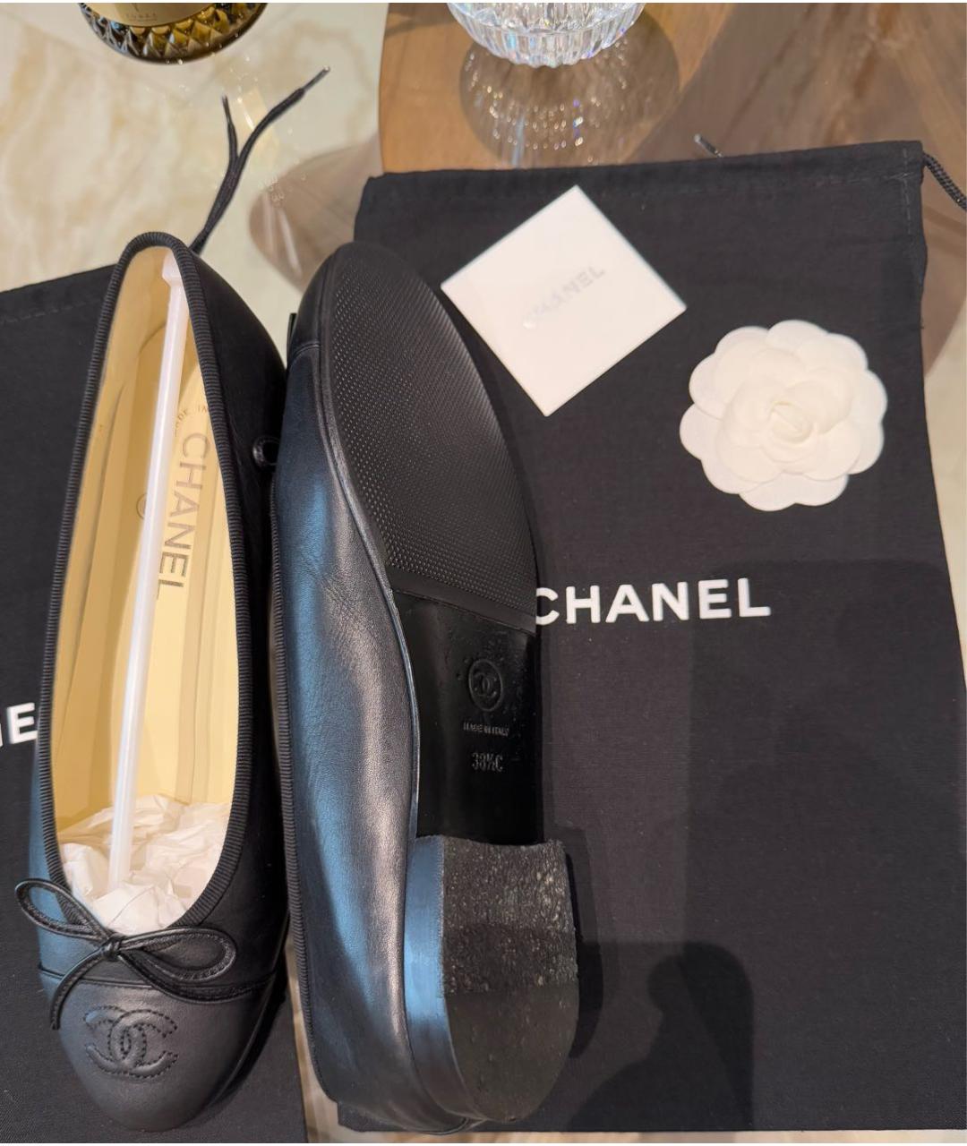CHANEL Черные кожаные балетки, фото 6