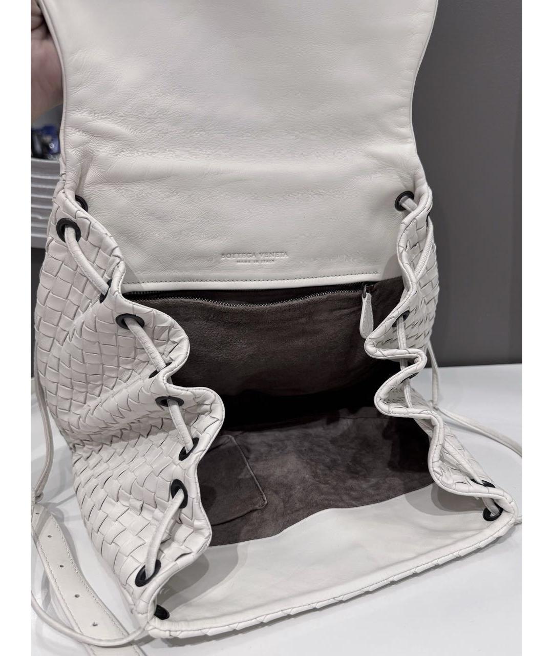 BOTTEGA VENETA Белая кожаная сумка через плечо, фото 4
