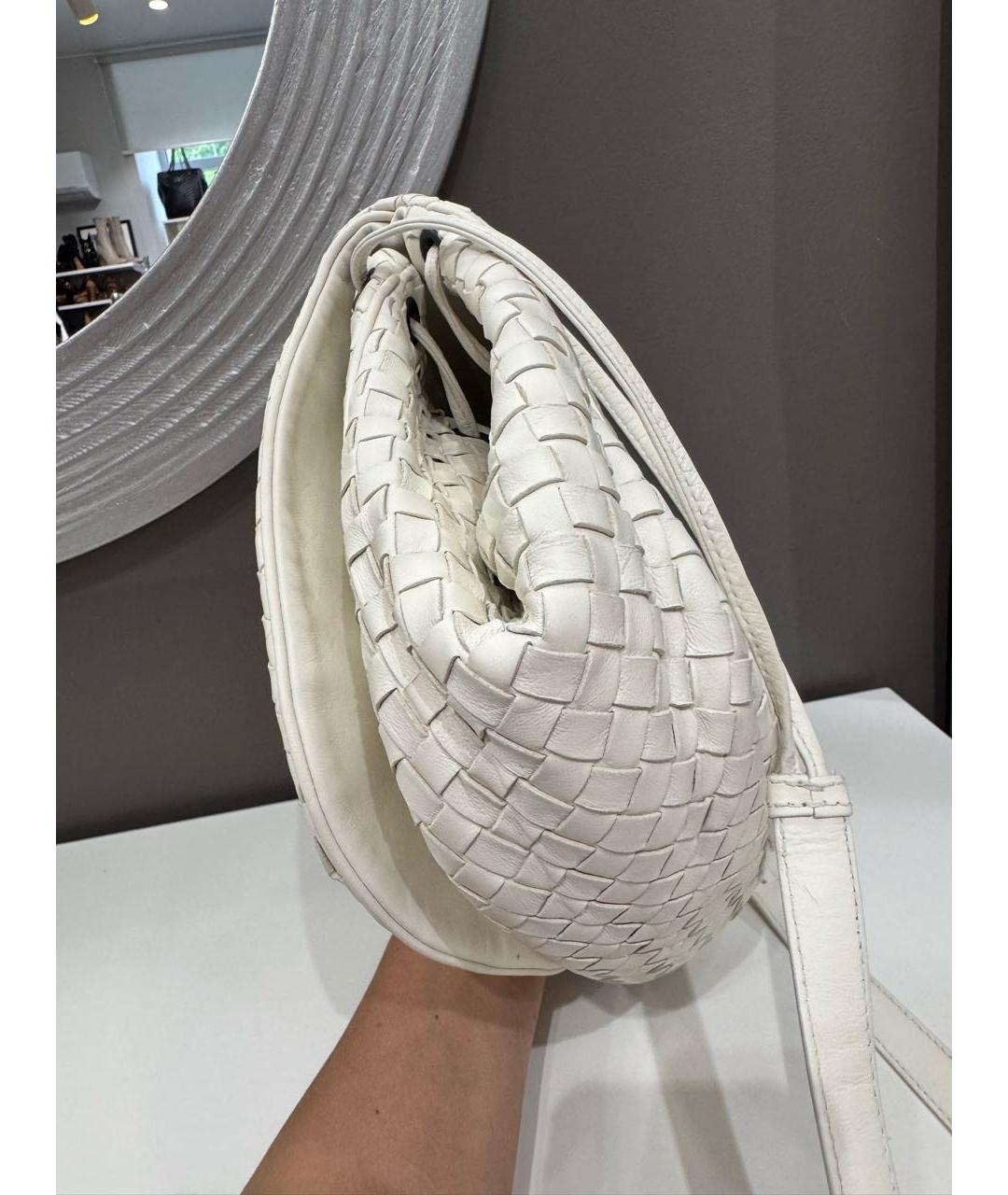 BOTTEGA VENETA Белая кожаная сумка через плечо, фото 8