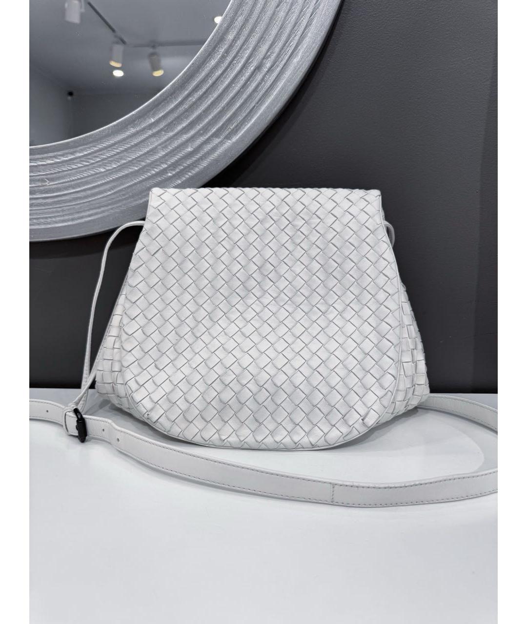 BOTTEGA VENETA Белая кожаная сумка через плечо, фото 9