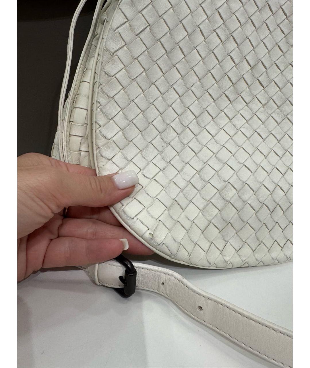 BOTTEGA VENETA Белая кожаная сумка через плечо, фото 5