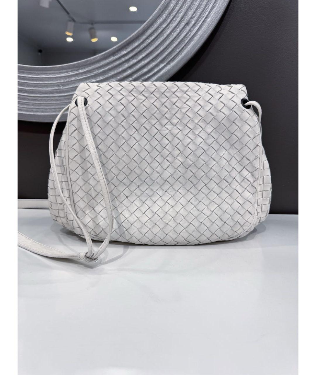 BOTTEGA VENETA Белая кожаная сумка через плечо, фото 3