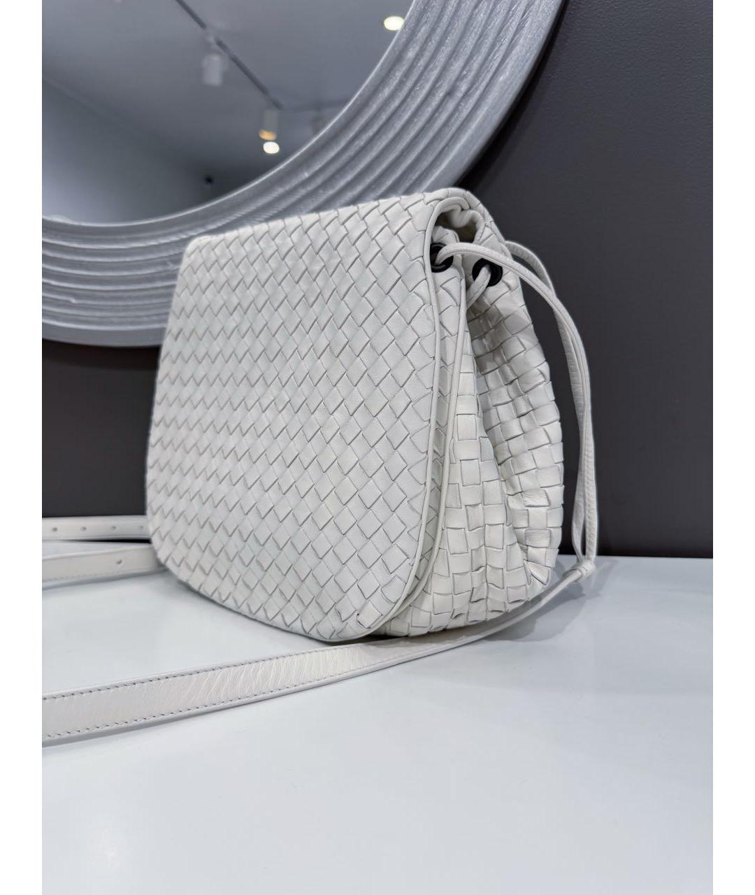 BOTTEGA VENETA Белая кожаная сумка через плечо, фото 2