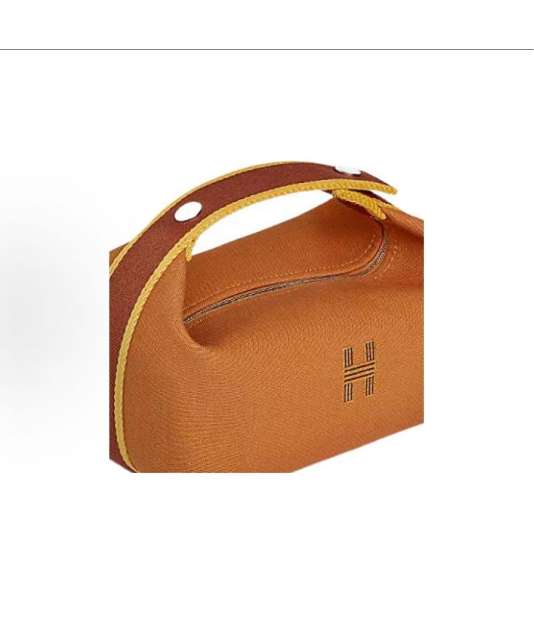 HERMES Коричневая хлопковая косметичка, фото 3