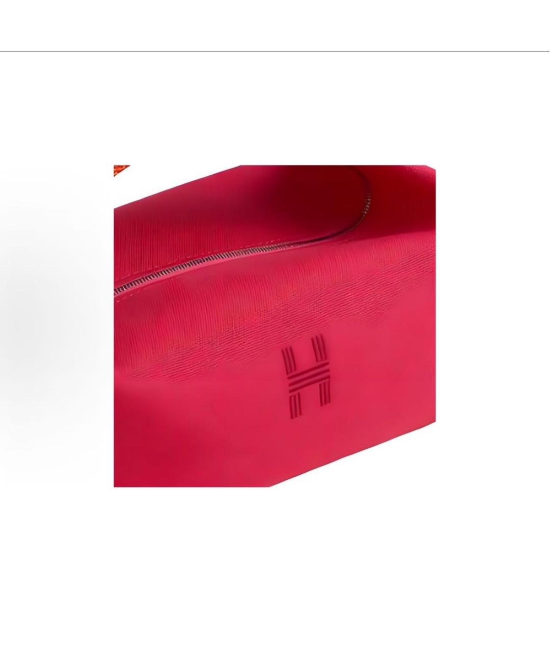 HERMES Бордовая хлопковая косметичка, фото 4