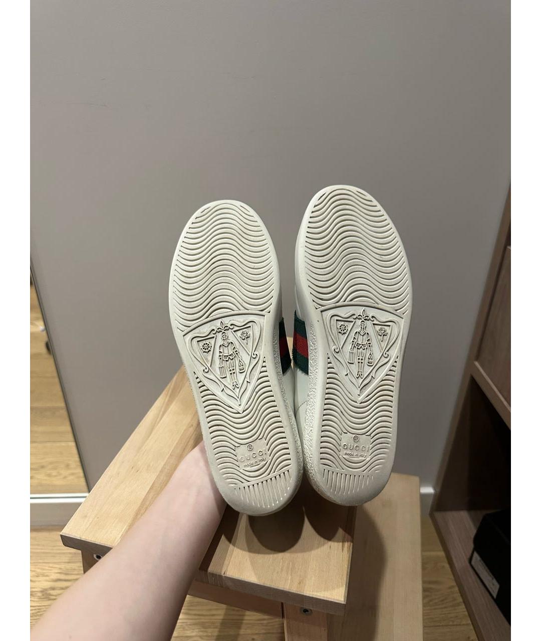 GUCCI Белые кожаные кеды, фото 7