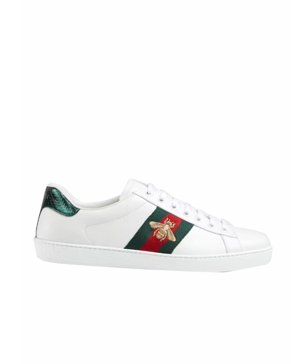 GUCCI Белые кожаные кеды, фото 1