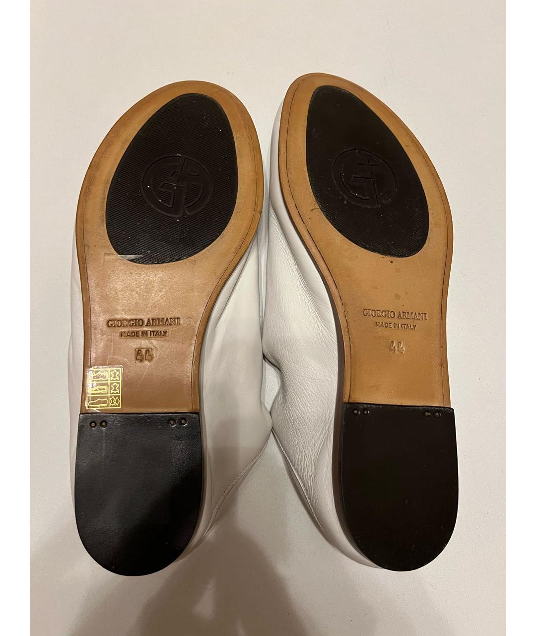 GIORGIO ARMANI Белые кожаные лоферы, фото 4