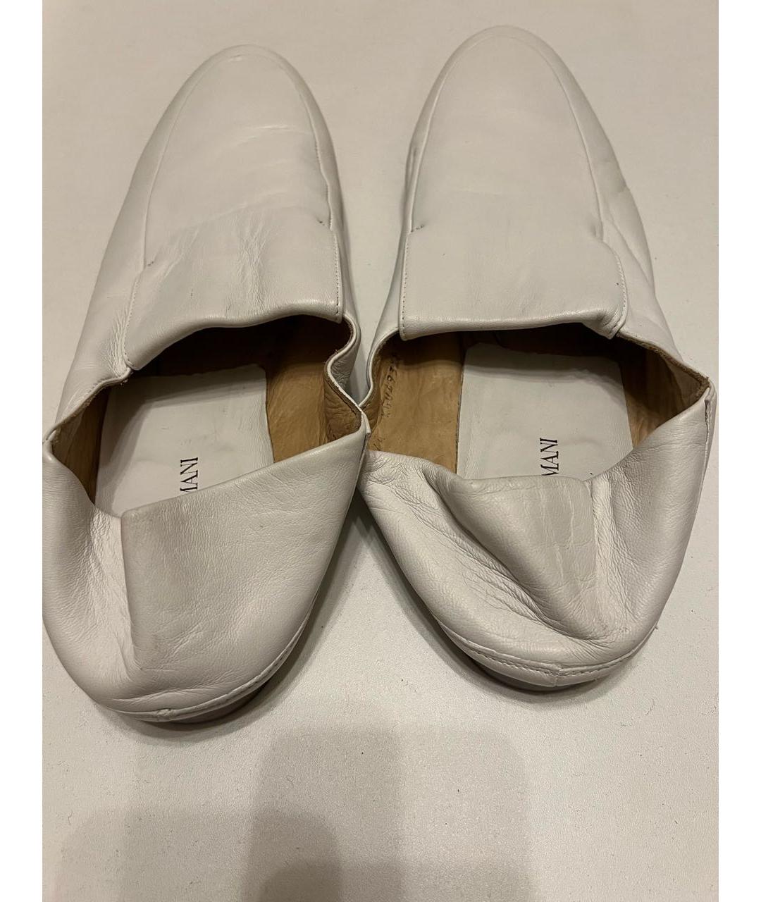 GIORGIO ARMANI Белые кожаные лоферы, фото 3