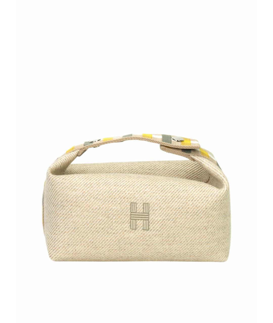 HERMES Бежевая хлопковая косметичка, фото 1