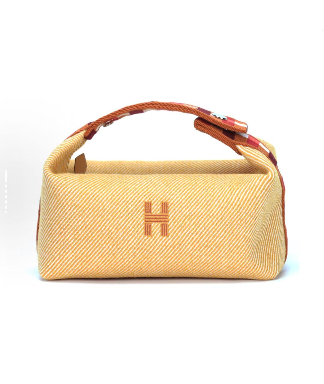 HERMES Бежевая хлопковая косметичка, фото 6