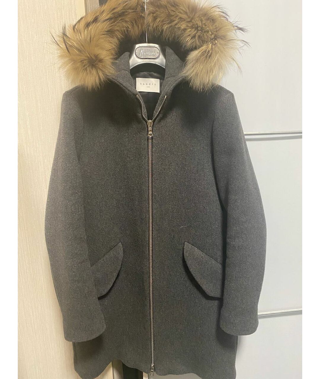 SANDRO Серое шерстяное пальто, фото 6