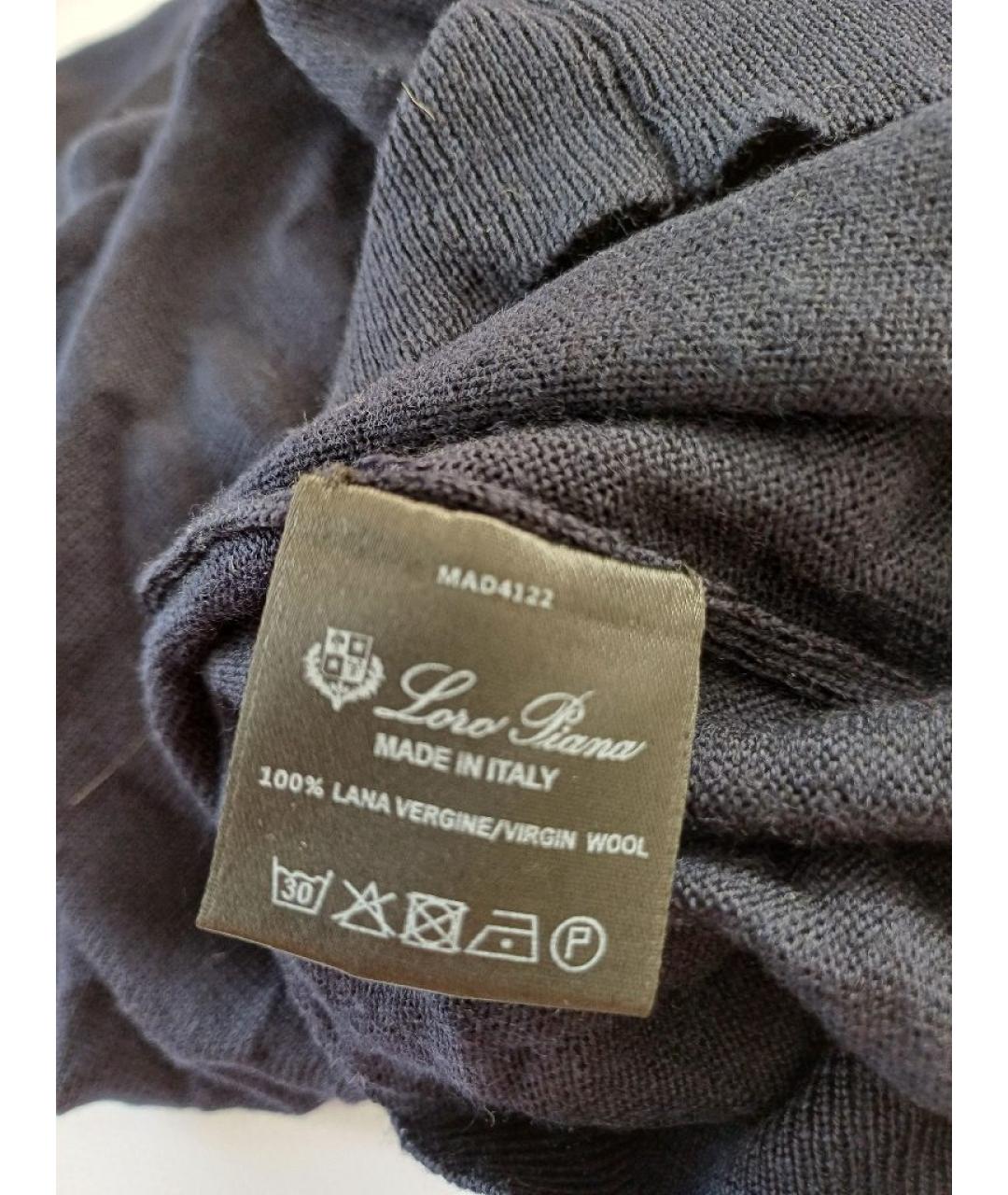 LORO PIANA Темно-синий шерстяной джемпер / свитер, фото 3