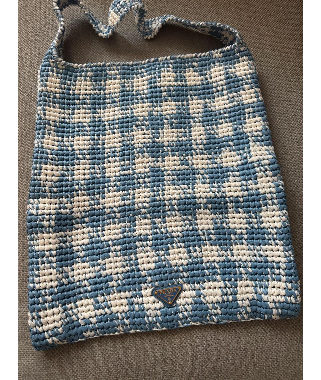 PRADA Голубая пелетеная пляжная сумка, фото 2