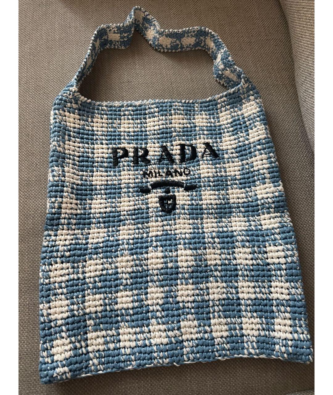 PRADA Голубая пелетеная пляжная сумка, фото 8