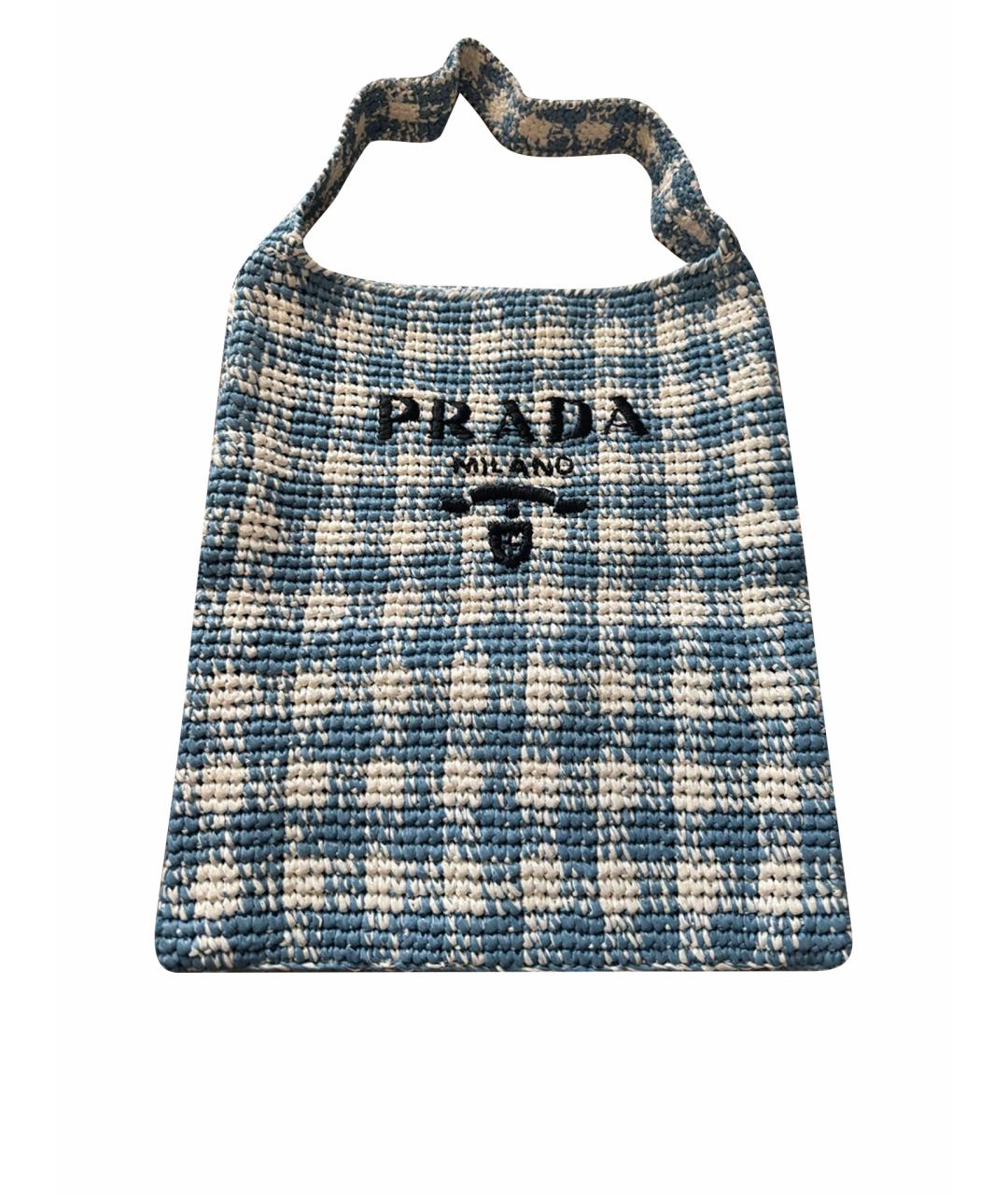 PRADA Голубая пелетеная пляжная сумка, фото 1