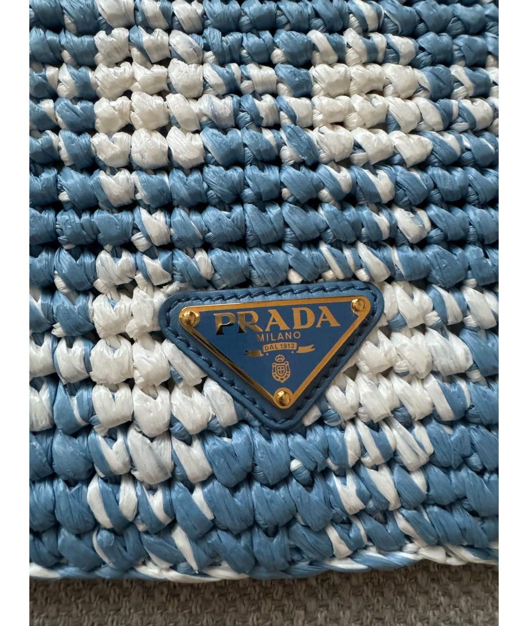 PRADA Голубая пелетеная пляжная сумка, фото 3