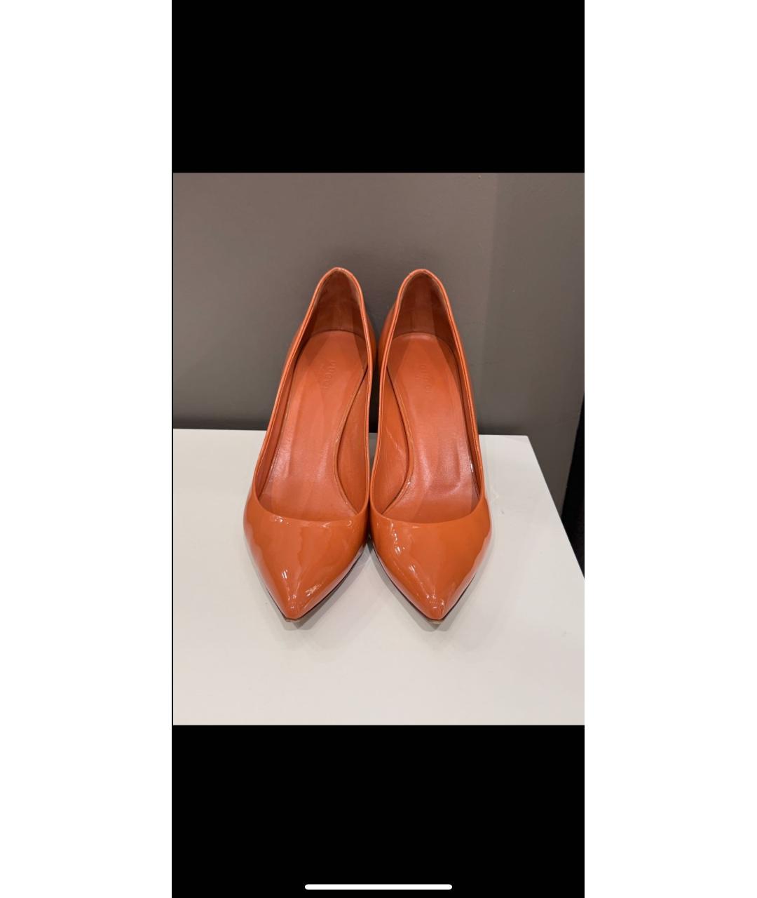GUCCI Оранжевое туфли из лакированной кожи, фото 6