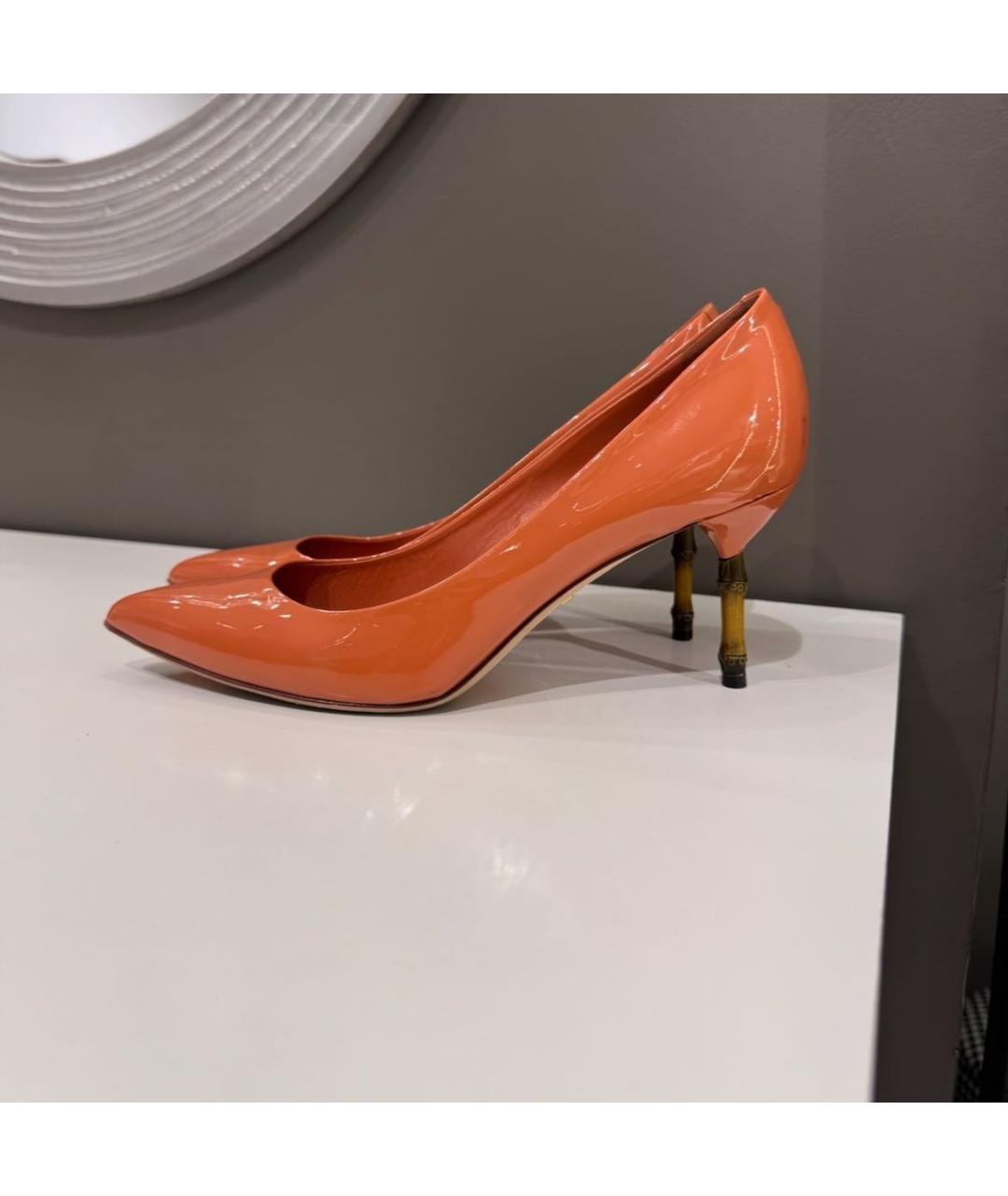 GUCCI Оранжевое туфли из лакированной кожи, фото 2