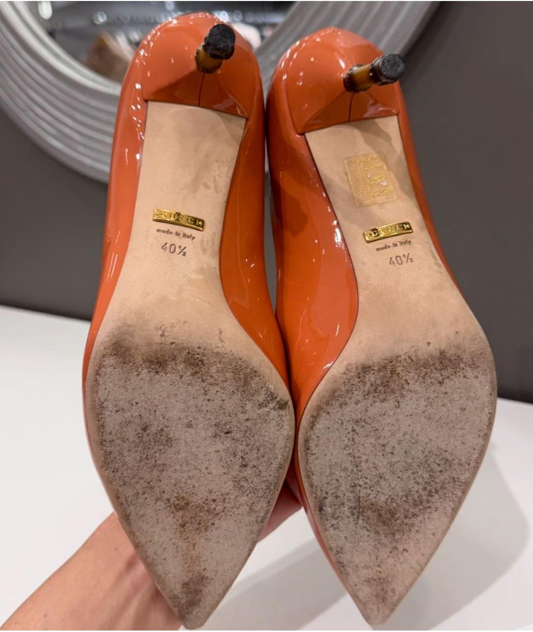 GUCCI Оранжевое туфли из лакированной кожи, фото 5