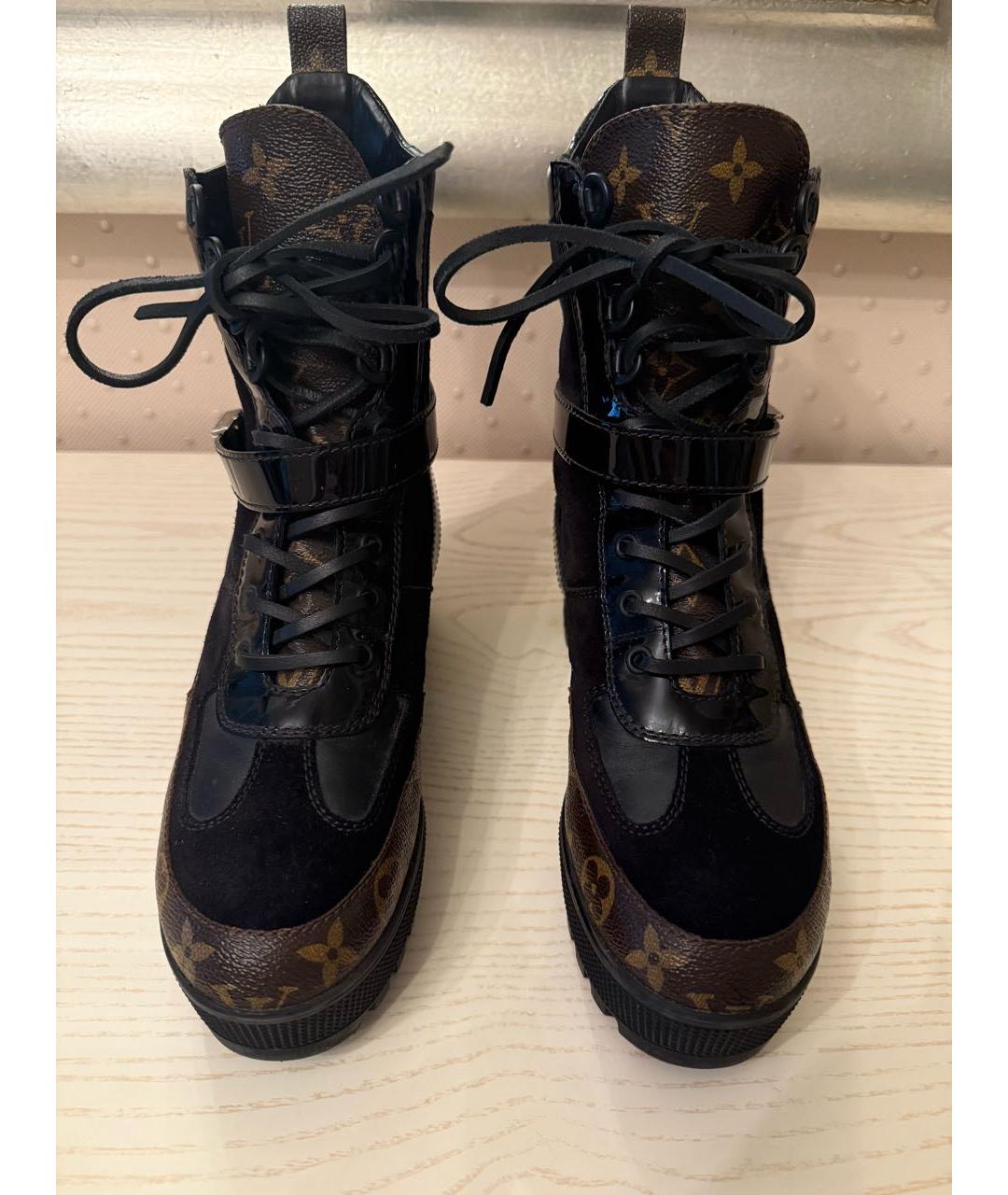 LOUIS VUITTON Черные кожаные ботинки, фото 2