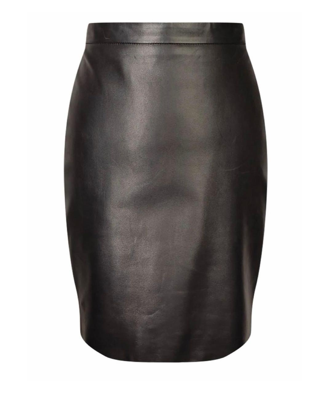 SAINT LAURENT Черная кожаная юбка мини, фото 1
