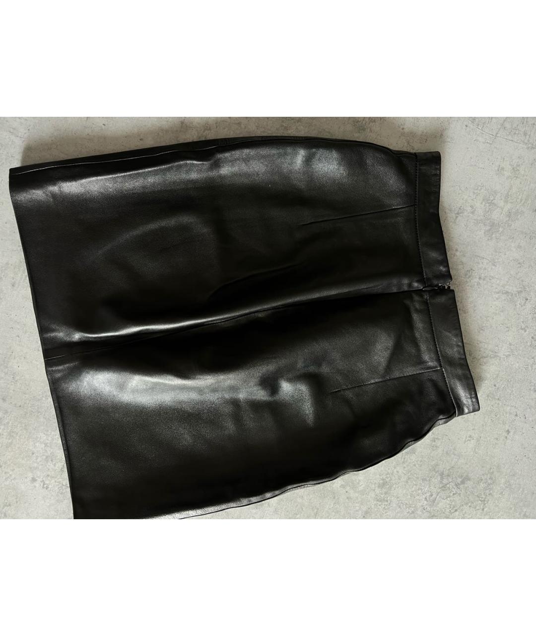 SAINT LAURENT Черная кожаная юбка мини, фото 8
