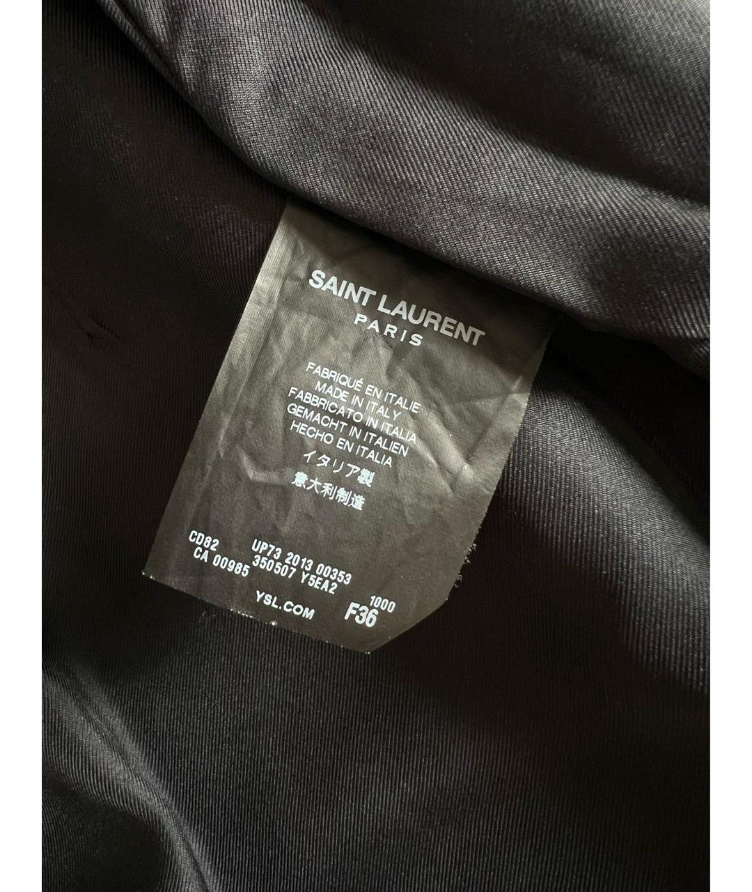 SAINT LAURENT Черная кожаная юбка мини, фото 4