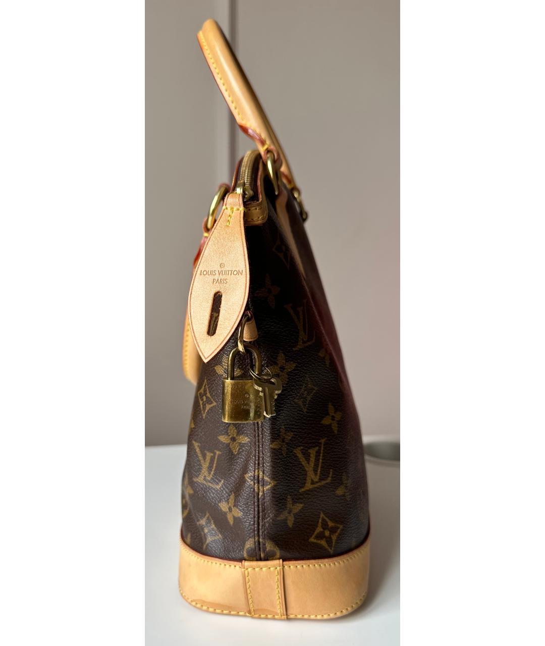 LOUIS VUITTON Коричневая кожаная сумка тоут, фото 4
