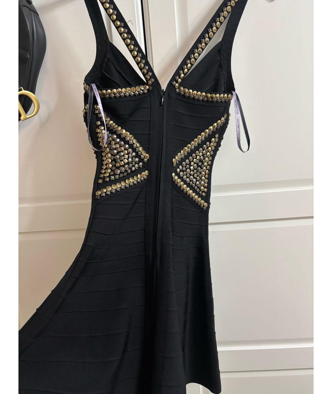 HERVE LEGER Черное вискозное коктейльное платье, фото 4