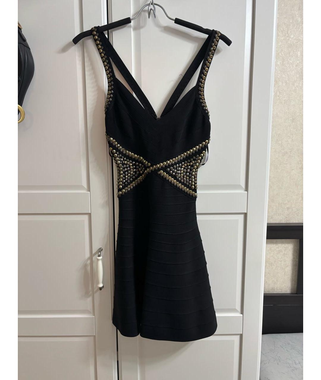 HERVE LEGER Черное вискозное коктейльное платье, фото 2