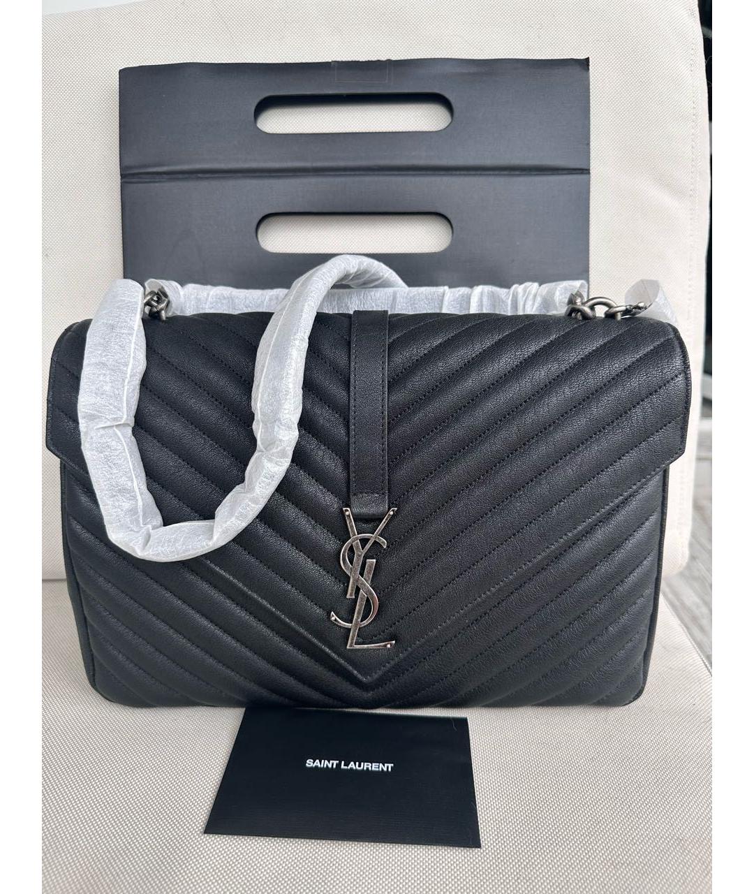 SAINT LAURENT Черная кожаная сумка через плечо, фото 3