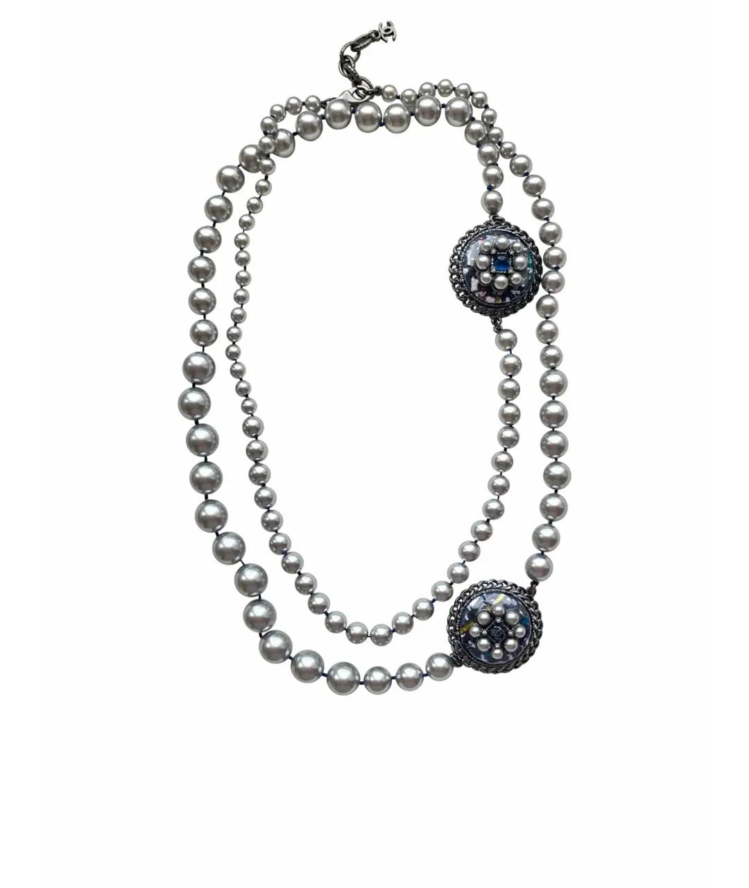 CHANEL Серебряное жемчужное колье, фото 1
