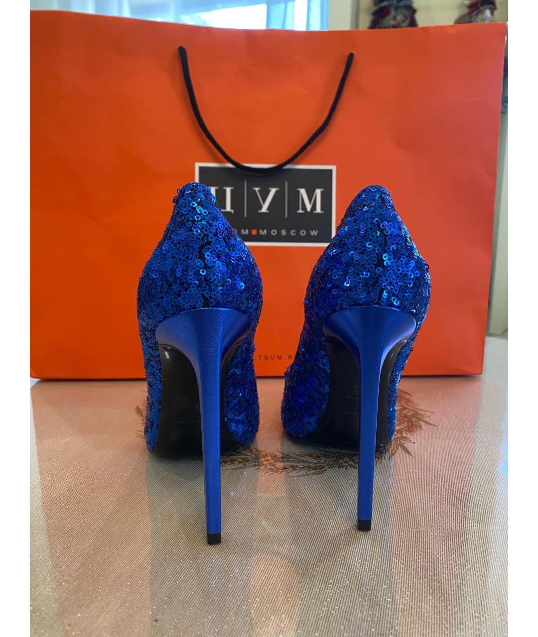 SAINT LAURENT Синие кожаные туфли, фото 4