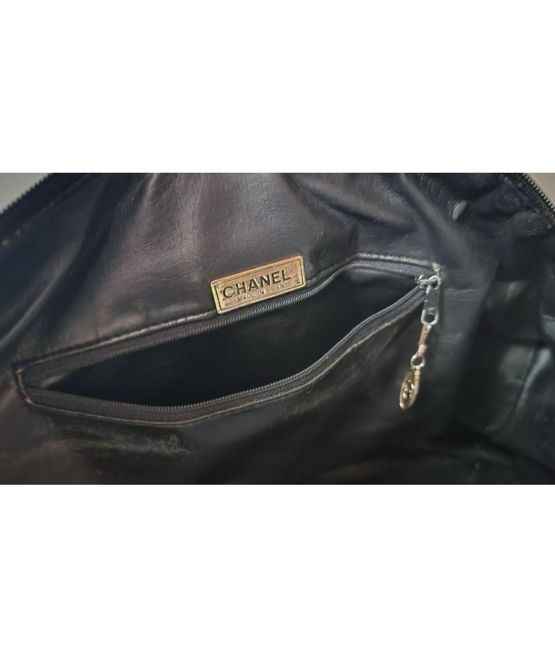 CHANEL Черная кожаная дорожная/спортивная сумка, фото 7