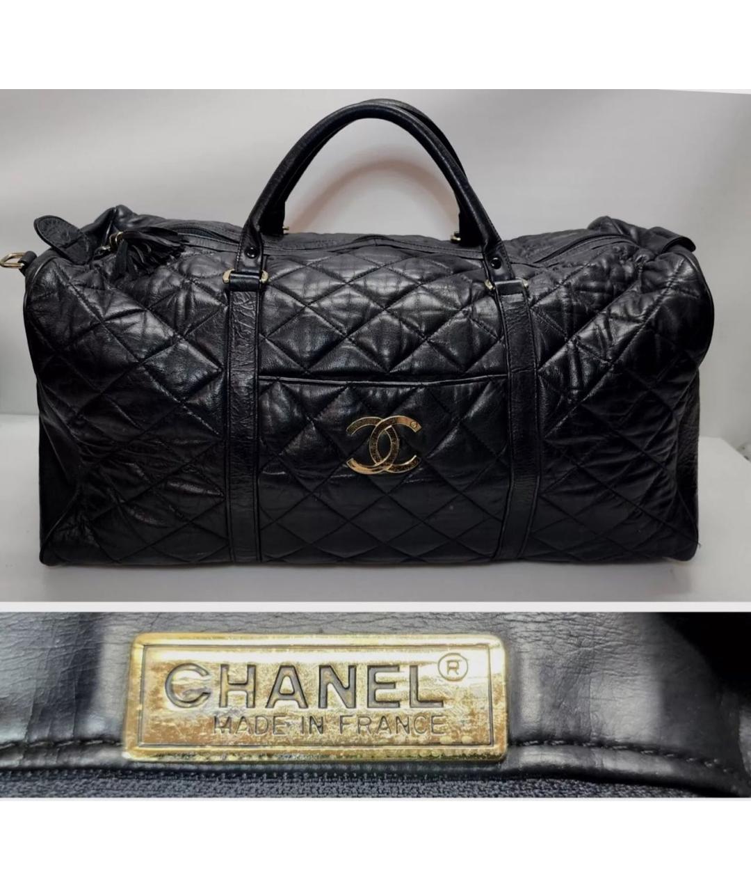 CHANEL Черная кожаная дорожная/спортивная сумка, фото 8
