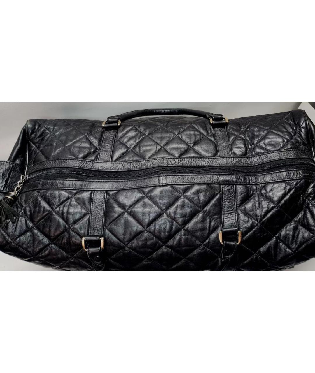 CHANEL Черная кожаная дорожная/спортивная сумка, фото 2