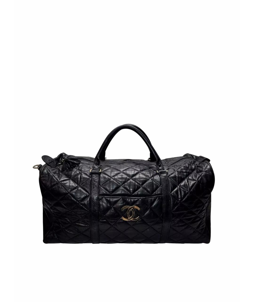 CHANEL Черная кожаная дорожная/спортивная сумка, фото 1