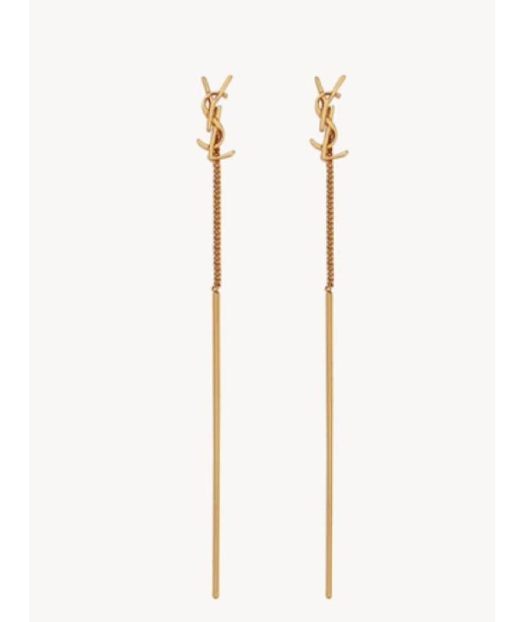 SAINT LAURENT Золотые латунные серьги, фото 2