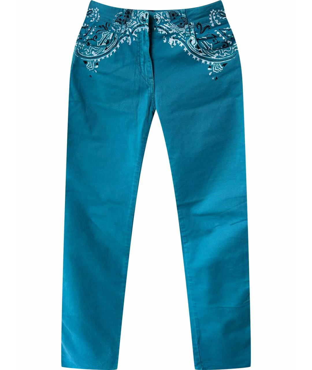 ETRO Бирюзовые хлопко-эластановые прямые джинсы, фото 1