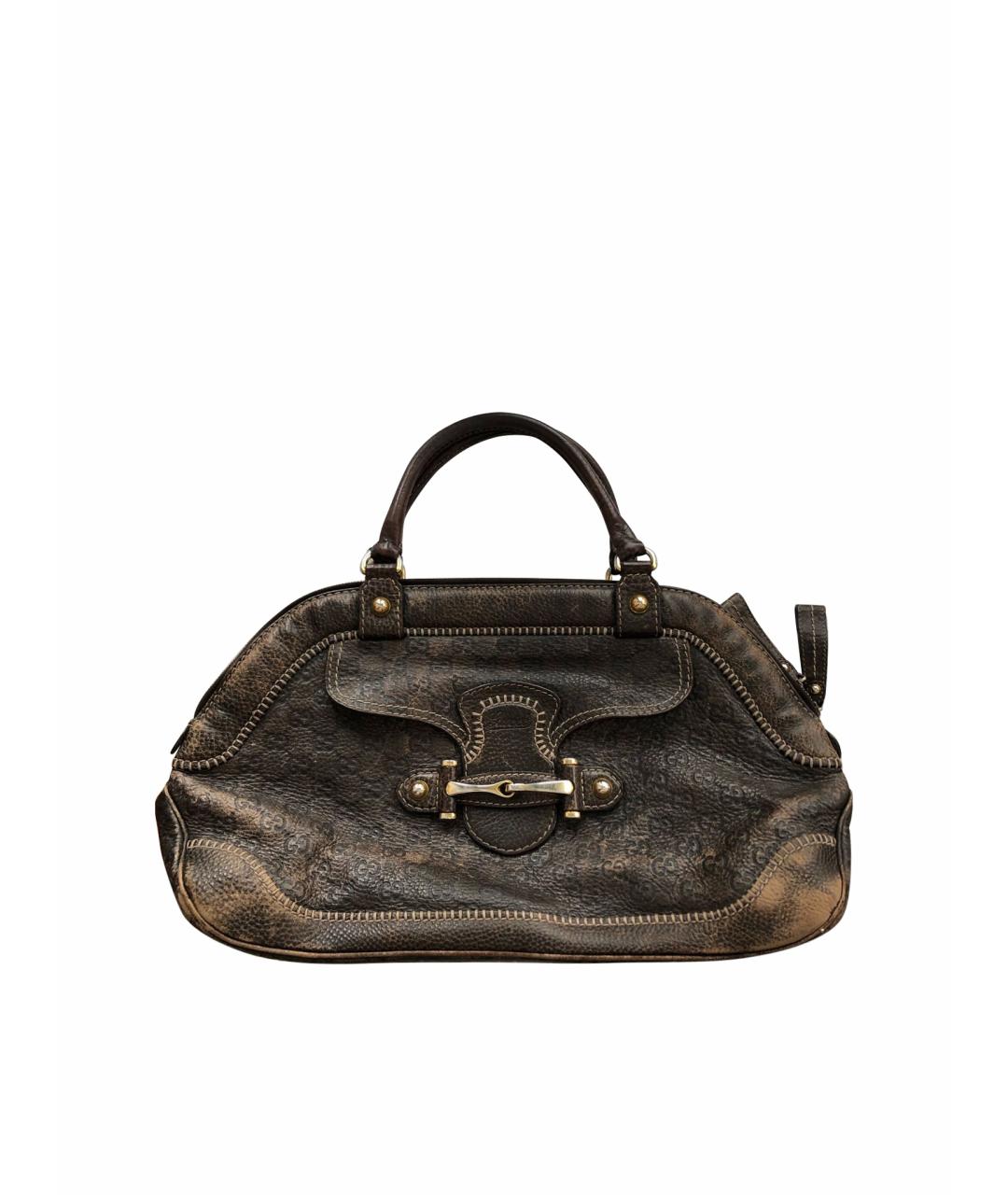 GUCCI Коричневая кожаная сумка с короткими ручками, фото 1