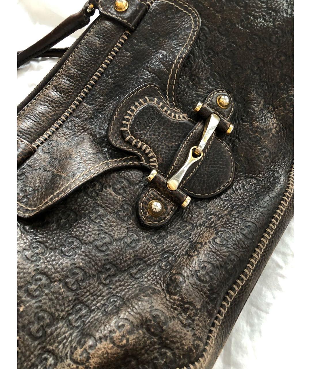 GUCCI Коричневая кожаная сумка с короткими ручками, фото 5