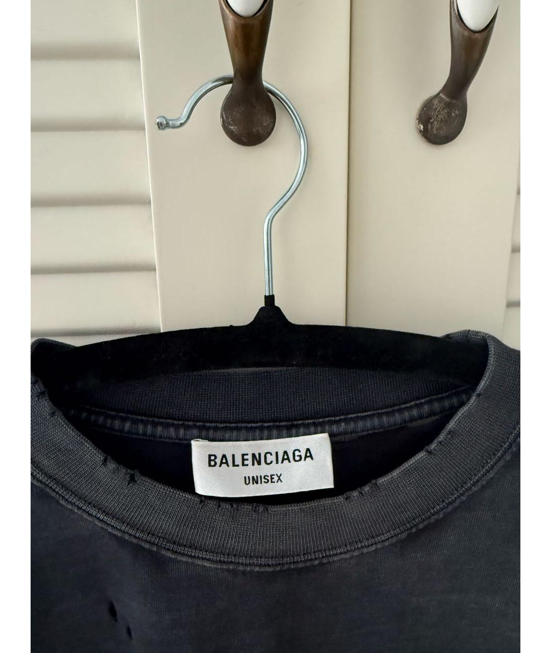BALENCIAGA Серая хлопковая футболка, фото 5