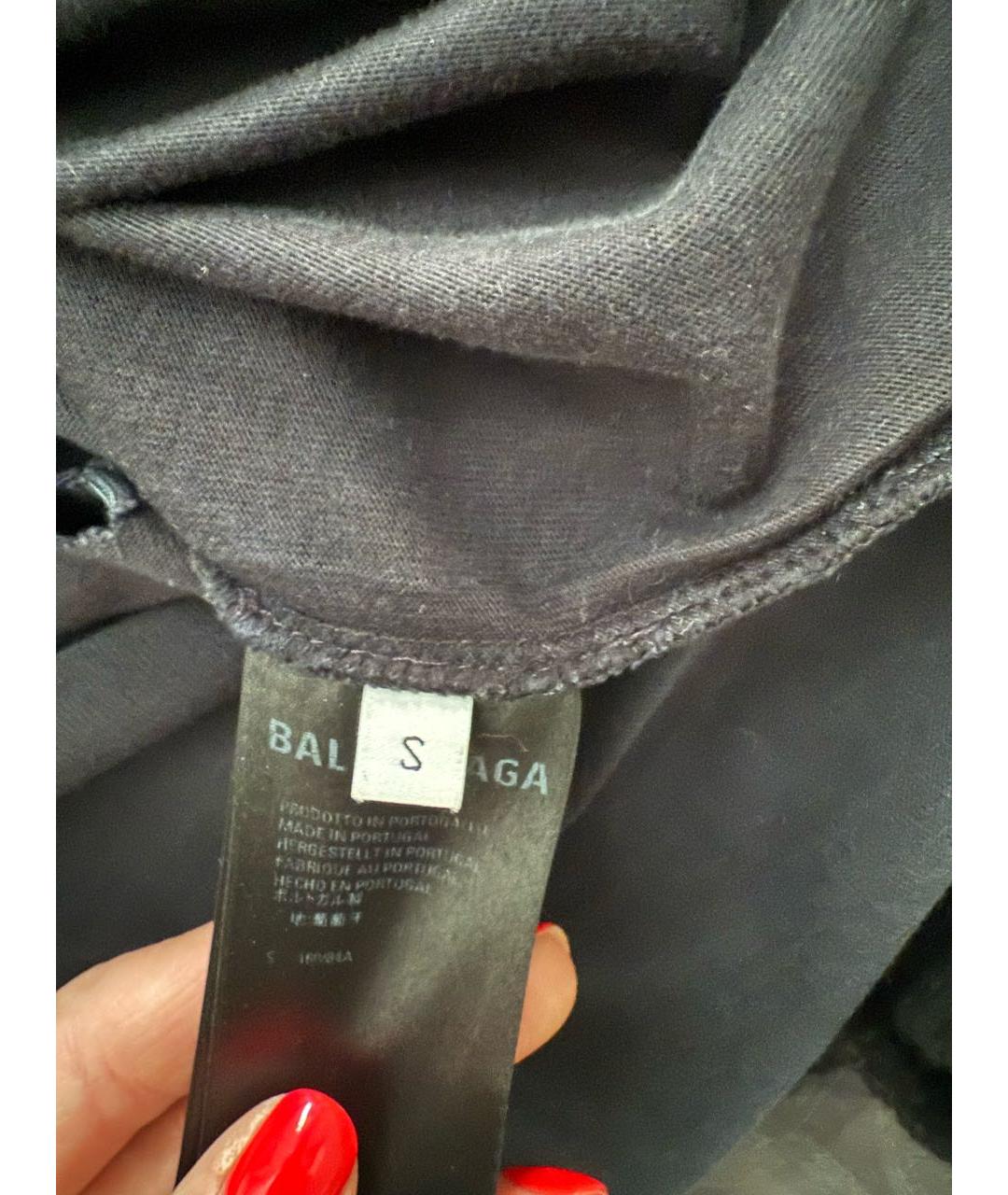 BALENCIAGA Серая хлопковая футболка, фото 4