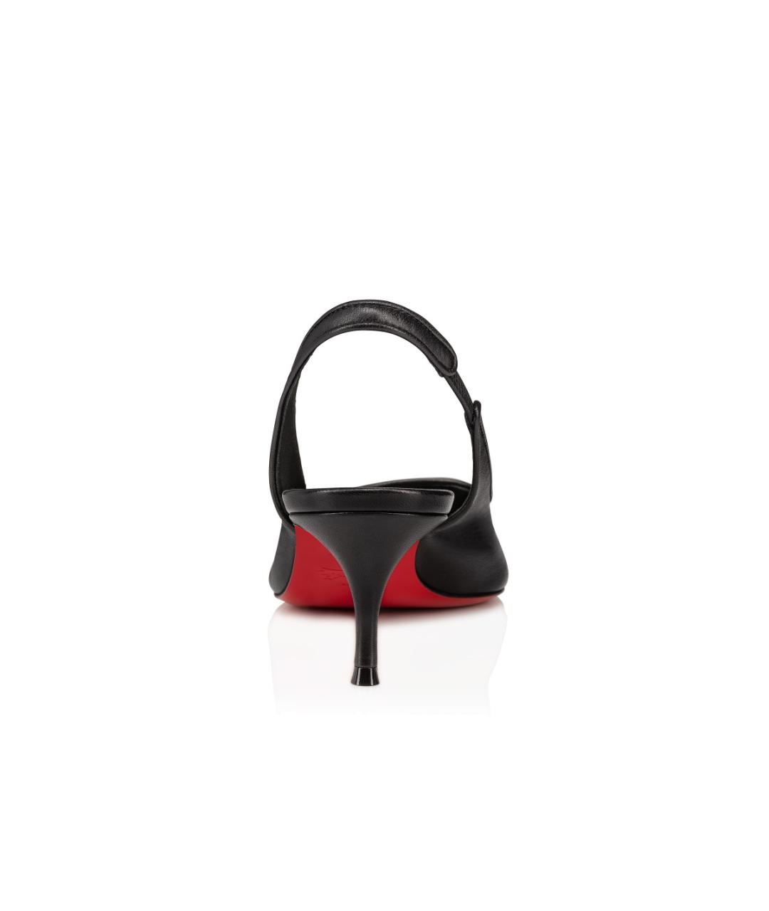 CHRISTIAN LOUBOUTIN Черные кожаные лодочки на низком каблуке, фото 4