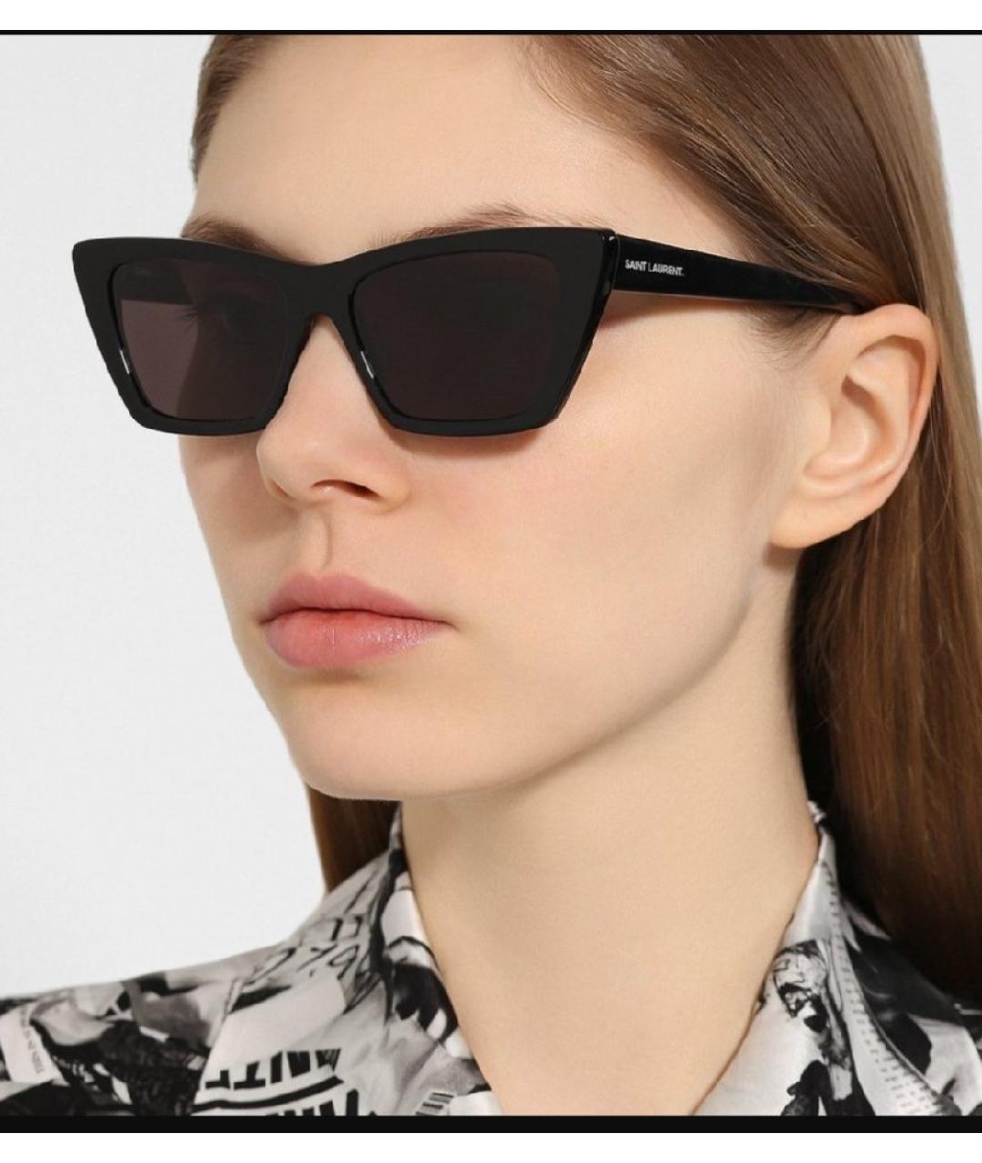 SAINT LAURENT Черные пластиковые солнцезащитные очки, фото 5