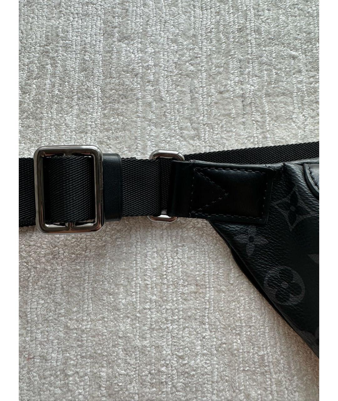 LOUIS VUITTON Антрацитовая кожаная поясная сумка, фото 5