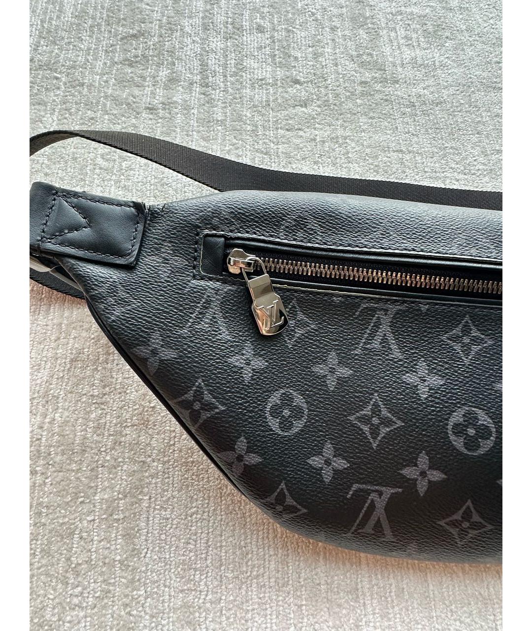 LOUIS VUITTON Антрацитовая кожаная поясная сумка, фото 3